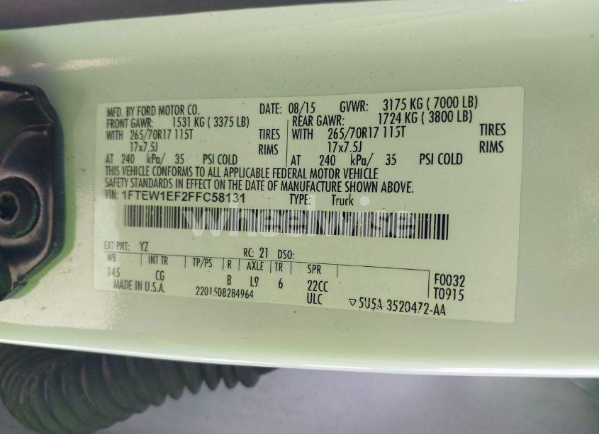 Photo 9 of 2015 Ford F-150 XL (VIN 1FTEW1EF2FFC58131)