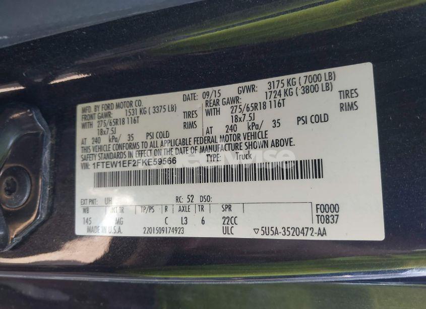 Photo 9 of 2015 Ford F-150 XLT (VIN 1FTEW1EF2FKE59566)