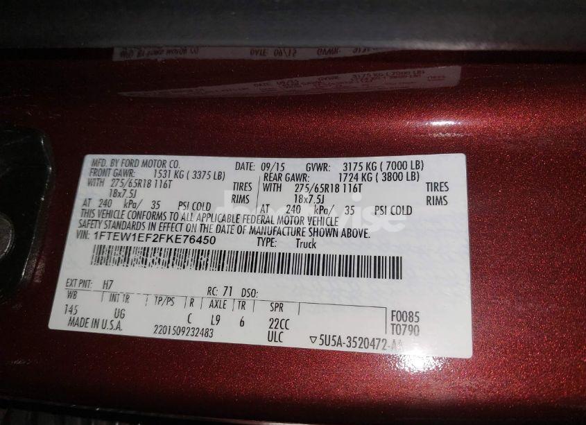 Photo 9 of 2015 Ford F-150 XLT (VIN 1FTEW1EF2FKE76450)