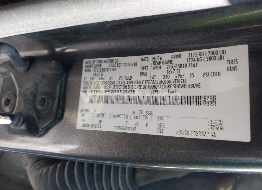 Photo 9 of 2016 Ford F-150 XLT (VIN 1FTEW1EF2GKF19475)