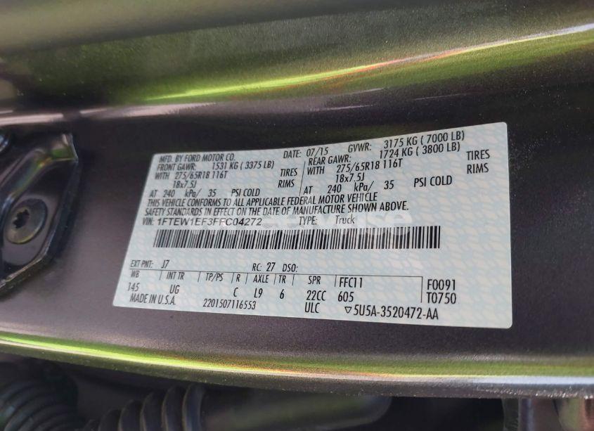 Photo 9 of 2015 Ford F-150 XLT (VIN 1FTEW1EF3FFC04272)