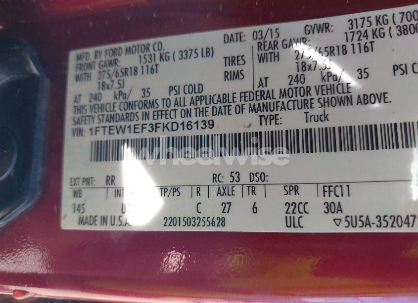 Photo 9 of 2015 Ford F-150 XLT (VIN 1FTEW1EF3FKD16139)