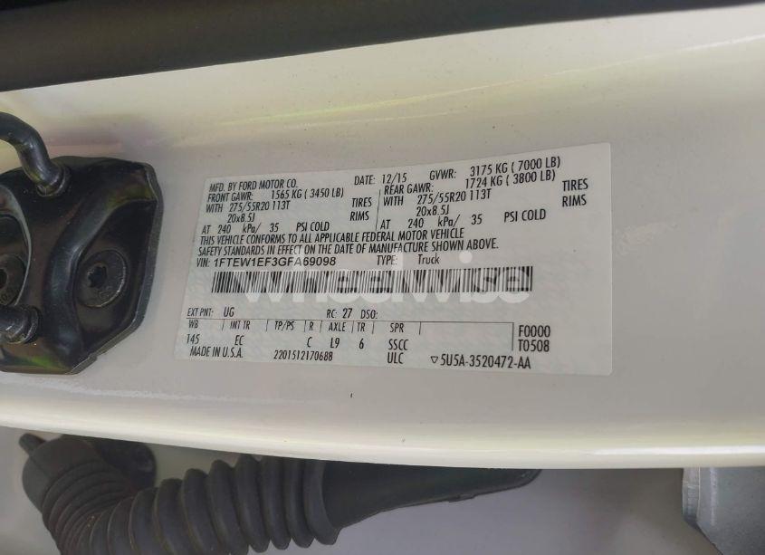 Photo 9 of 2016 Ford F-150 LARIAT (VIN 1FTEW1EF3GFA69098)