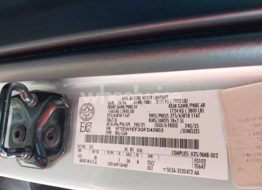 Photo 9 of 2016 Ford F-150 XLT (VIN 1FTEW1EF3GFD43903)