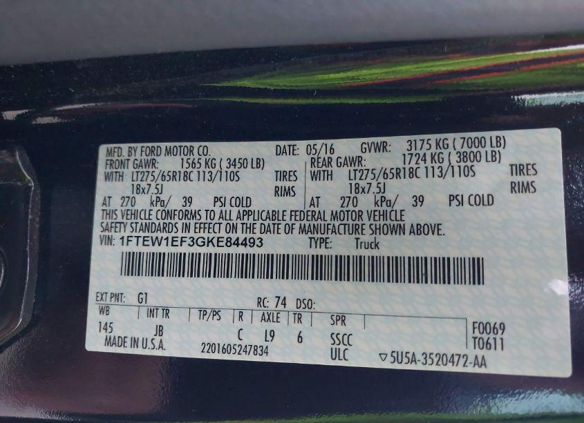 Photo 9 of 2016 Ford F-150 XLT (VIN 1FTEW1EF3GKE84493)