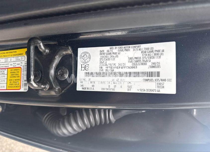 Photo 9 of 2015 Ford F150 SUPERCREW (VIN 1FTEW1EF4FFC63993)