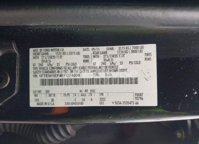 Photo 9 of 2015 Ford F-150 XLT (VIN 1FTEW1EF4FFC74038)