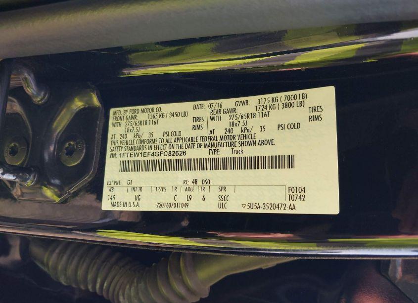 Photo 9 of 2016 Ford F-150 XLT (VIN 1FTEW1EF4GFC82626)