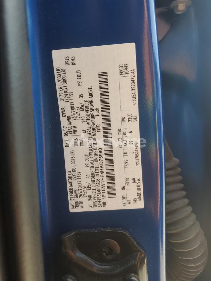 Photo 12 of 2017 FORD F150 SUPERCREW (VIN 1FTEW1EF4HKD75980)