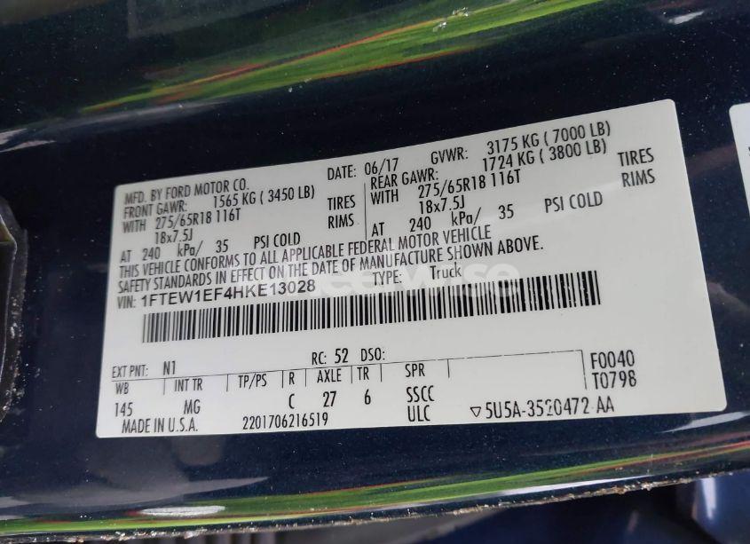 Photo 9 of 2017 Ford F-150 XLT (VIN 1FTEW1EF4HKE13028)