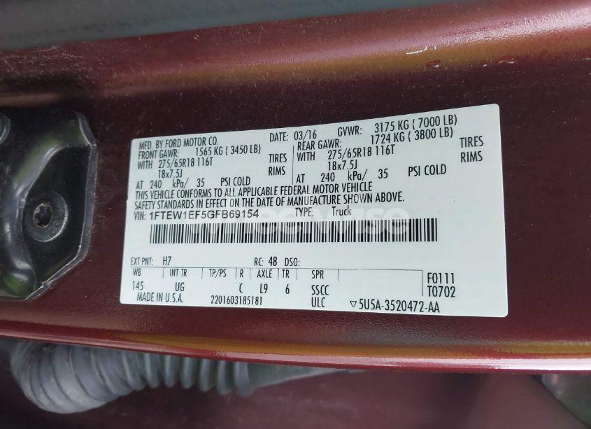 Photo 9 of 2016 Ford F-150 XLT (VIN 1FTEW1EF5GFB69154)