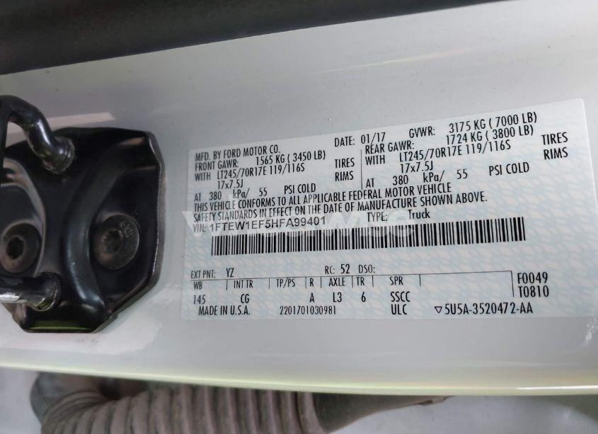 Photo 9 of 2017 Ford F-150 XL (VIN 1FTEW1EF5HFA99401)