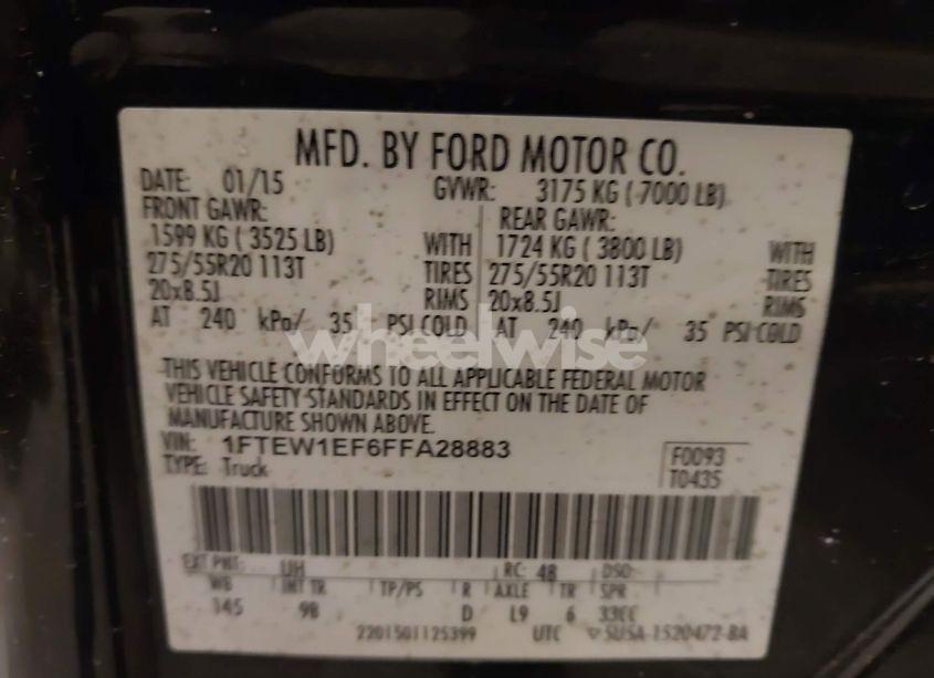 Photo 9 of 2015 Ford F-150 PLATINUM (VIN 1FTEW1EF6FFA28883)