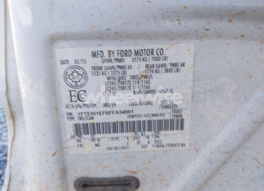 Photo 9 of 2015 Ford F-150 XLT (VIN 1FTEW1EF6FFA34991)