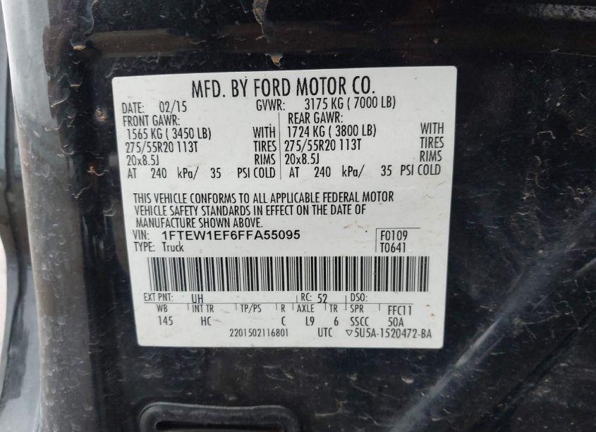 Photo 9 of 2015 Ford F-150 LARIAT (VIN 1FTEW1EF6FFA55095)