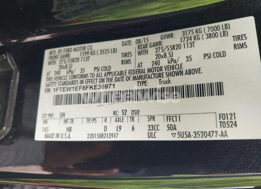 Photo 9 of 2015 Ford F-150 LARIAT (VIN 1FTEW1EF6FKE36971)