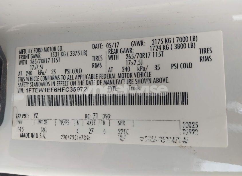 Photo 9 of 2017 Ford F-150 XLT (VIN 1FTEW1EF6HFC35972)