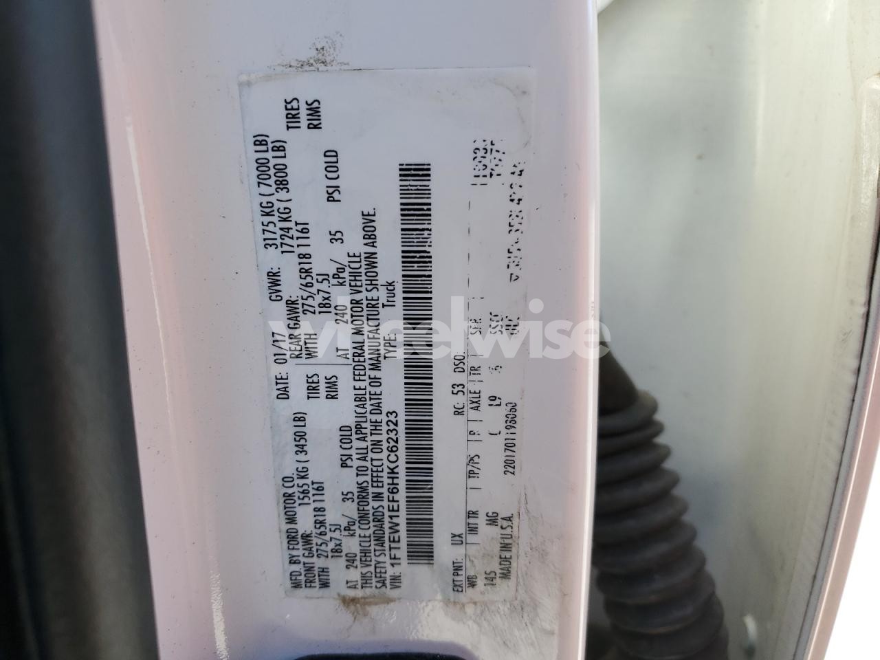 Photo 12 of 2017 FORD F150 SUPERCREW (VIN 1FTEW1EF6HKC62323)