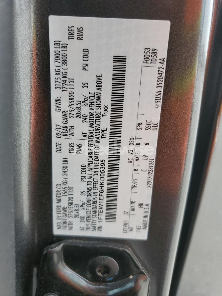 Photo 13 of 2017 FORD F150 SUPERCREW (VIN 1FTEW1EF6HKD05395)