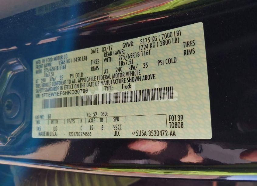 Photo 9 of 2017 Ford F-150 XLT (VIN 1FTEW1EF6HKD30796)