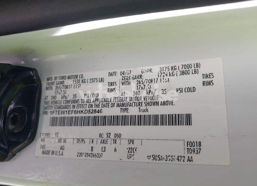 Photo 9 of 2017 Ford F-150 XL (VIN 1FTEW1EF6HKD52846)