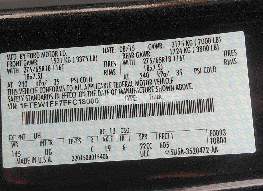 Photo 9 of 2015 Ford F-150 XLT (VIN 1FTEW1EF7FFC18000)