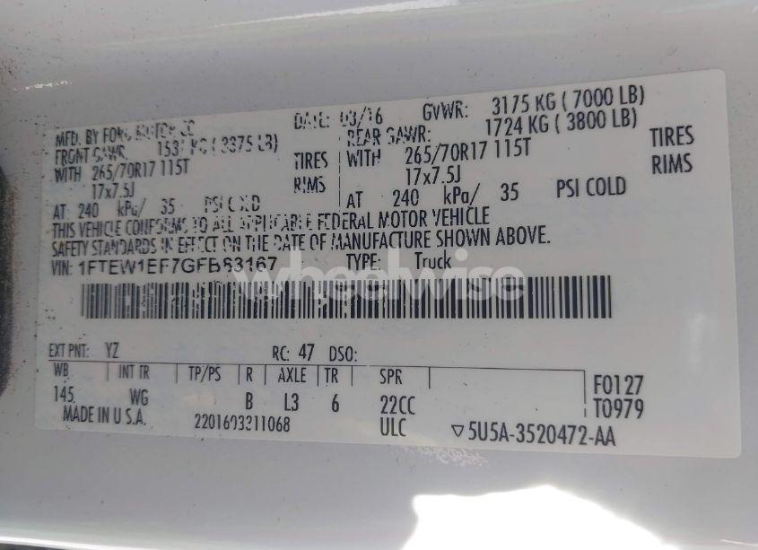 Photo 9 of 2016 Ford F-150 XL (VIN 1FTEW1EF7GFB83167)