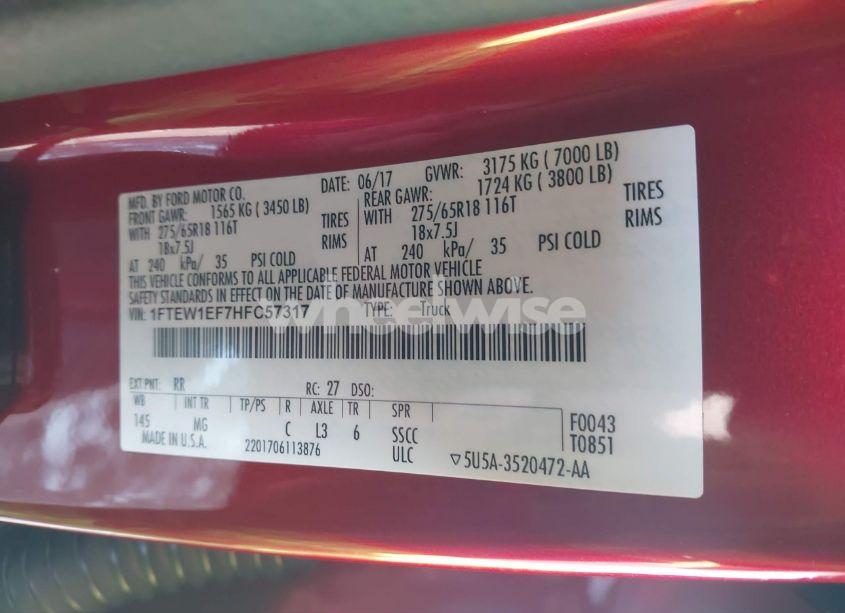 Photo 9 of 2017 Ford F-150 XLT (VIN 1FTEW1EF7HFC57317)