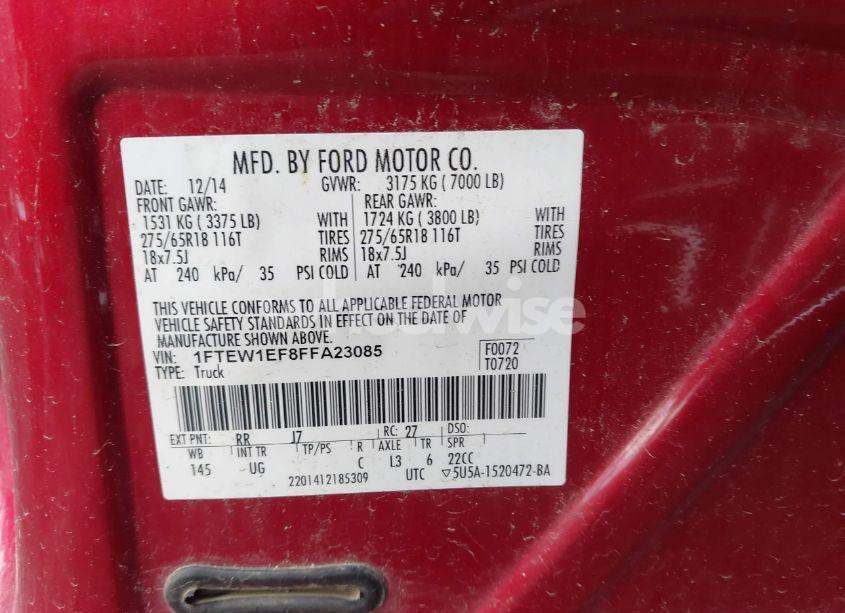 Photo 9 of 2015 Ford F-150 XLT (VIN 1FTEW1EF8FFA23085)