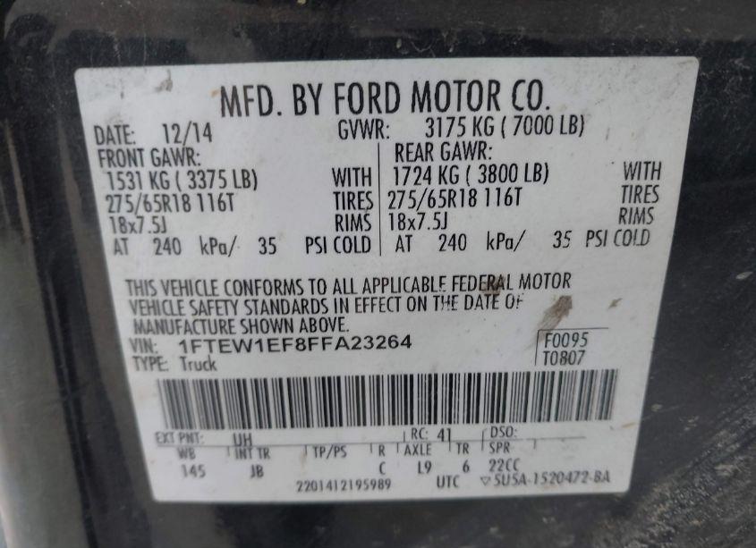 Photo 9 of 2015 Ford F-150 XLT (VIN 1FTEW1EF8FFA23264)