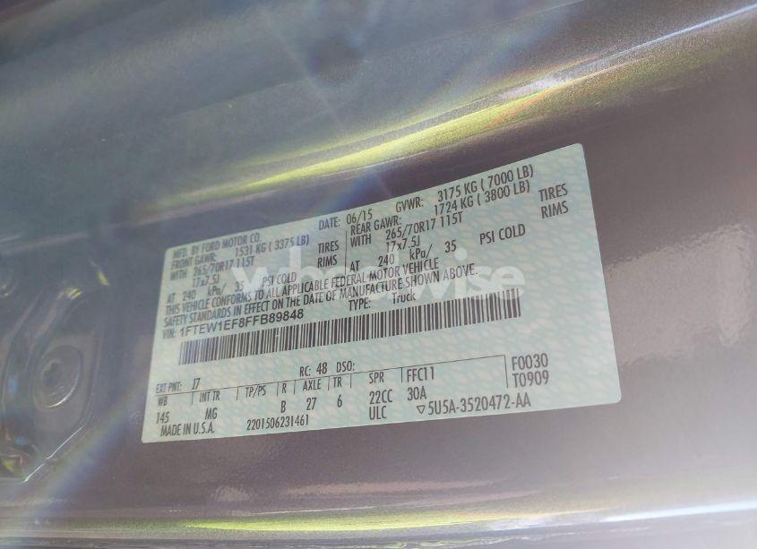 Photo 9 of 2015 Ford F-150 XLT (VIN 1FTEW1EF8FFB89848)