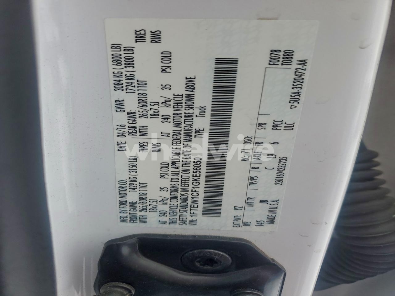 Photo 12 of 2016 FORD F150 SUPERCREW (VIN 1FTEW1EF8GKE66166)