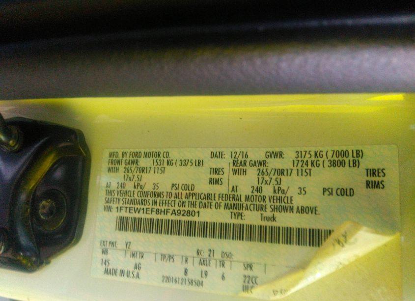 Photo 9 of 2017 Ford F-150 XL (VIN 1FTEW1EF8HFA92801)