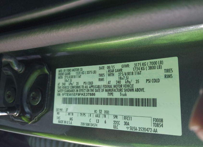 Photo 9 of 2015 Ford F-150 XLT (VIN 1FTEW1EF9FKE37886)