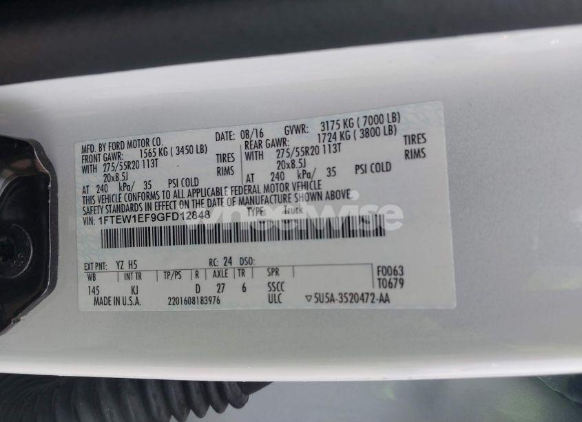 Photo 9 of 2016 Ford F-150 KING RANCH (VIN 1FTEW1EF9GFD12848)