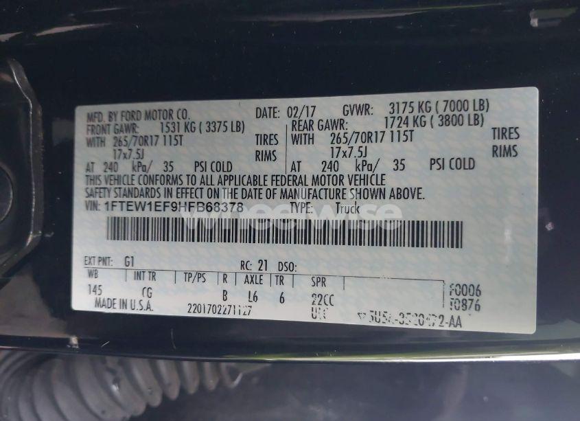 Photo 9 of 2017 Ford F-150 XL (VIN 1FTEW1EF9HFB68378)