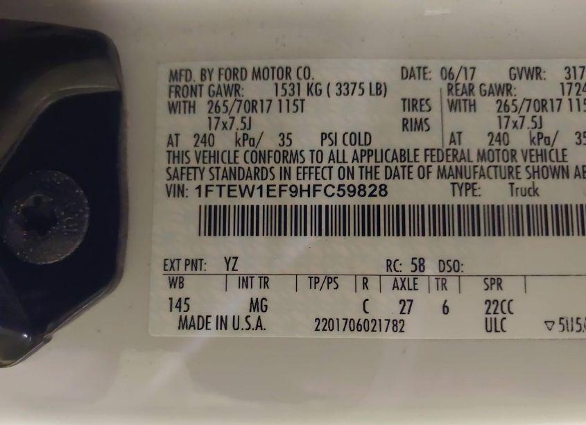 Photo 9 of 2017 Ford F-150 XLT (VIN 1FTEW1EF9HFC59828)
