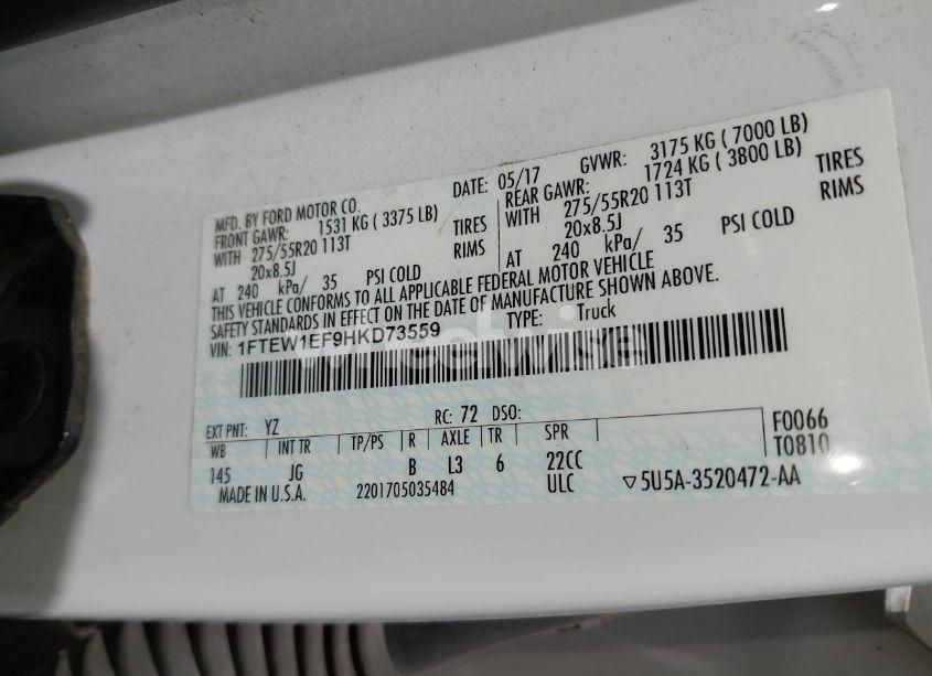 Photo 9 of 2017 Ford F-150 XL (VIN 1FTEW1EF9HKD73559)