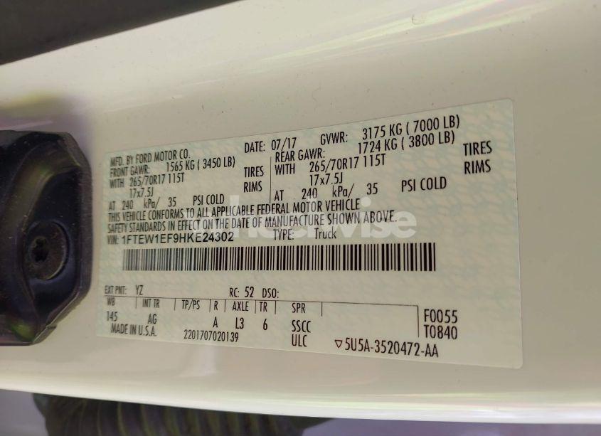 Photo 9 of 2017 Ford F-150 XL (VIN 1FTEW1EF9HKE24302)