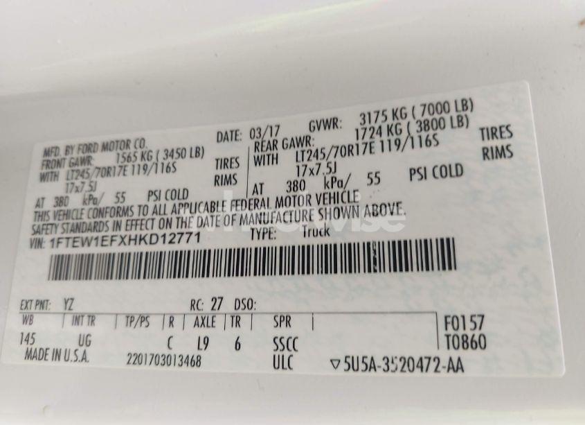 Photo 9 of 2017 Ford F-150 XLT (VIN 1FTEW1EFXHKD12771)
