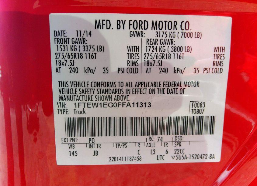 Photo 9 of 2015 Ford F-150 XLT (VIN 1FTEW1EG0FFA11313)