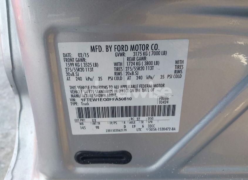 Photo 9 of 2015 Ford F-150 PLATINUM (VIN 1FTEW1EG0FFA50810)