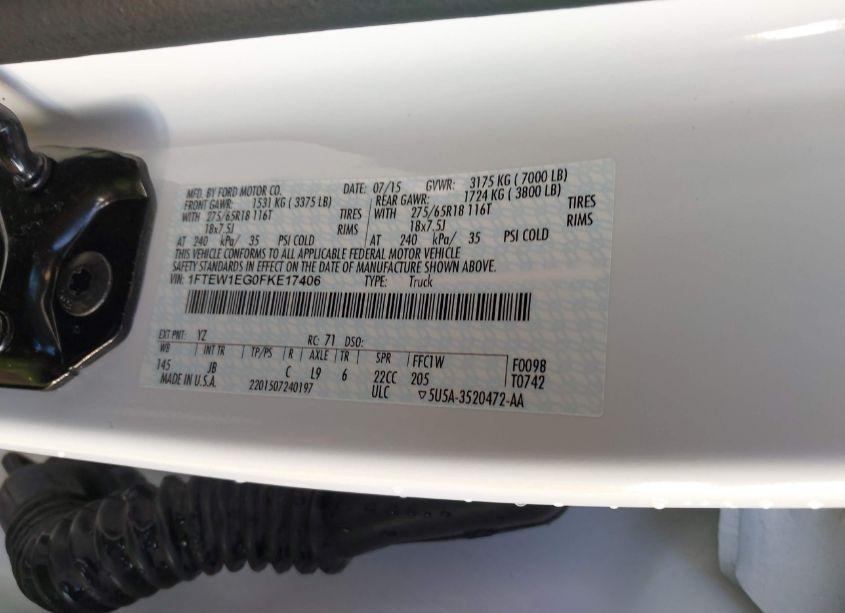 Photo 9 of 2015 Ford F-150 XLT (VIN 1FTEW1EG0FKE17406)