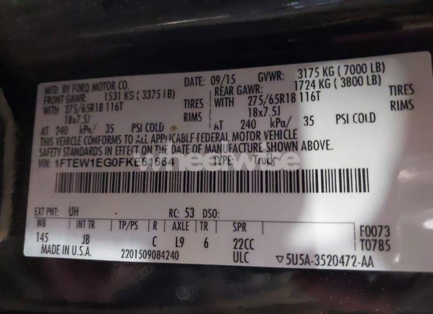 Photo 9 of 2015 Ford F-150 XLT (VIN 1FTEW1EG0FKE61664)