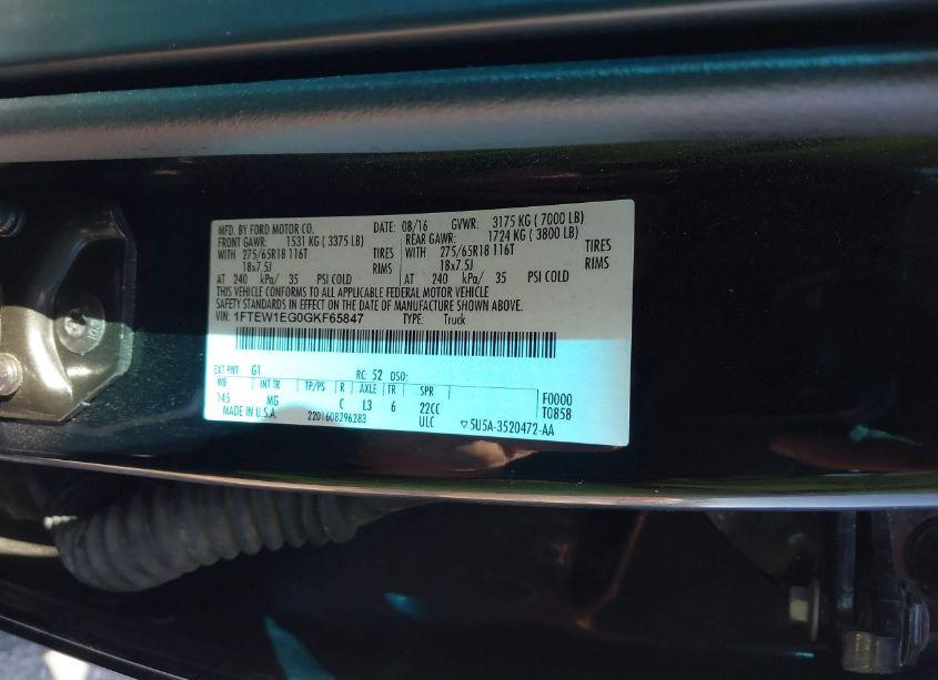 Photo 9 of 2016 Ford F-150 XLT (VIN 1FTEW1EG0GKF65847)