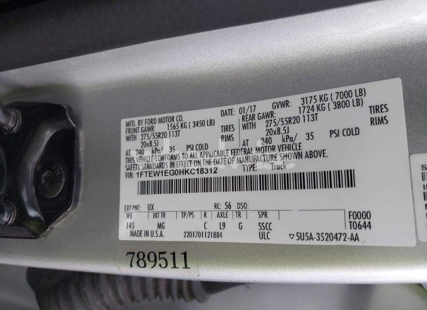 Photo 9 of 2017 Ford F-150 XLT (VIN 1FTEW1EG0HKC18312)