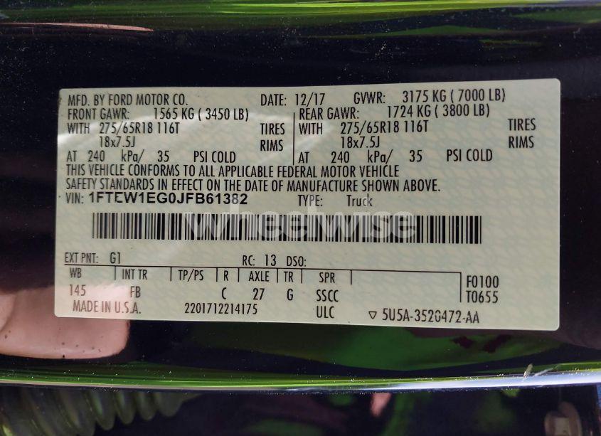 Photo 9 of 2018 Ford F-150 XLT (VIN 1FTEW1EG0JFB61382)