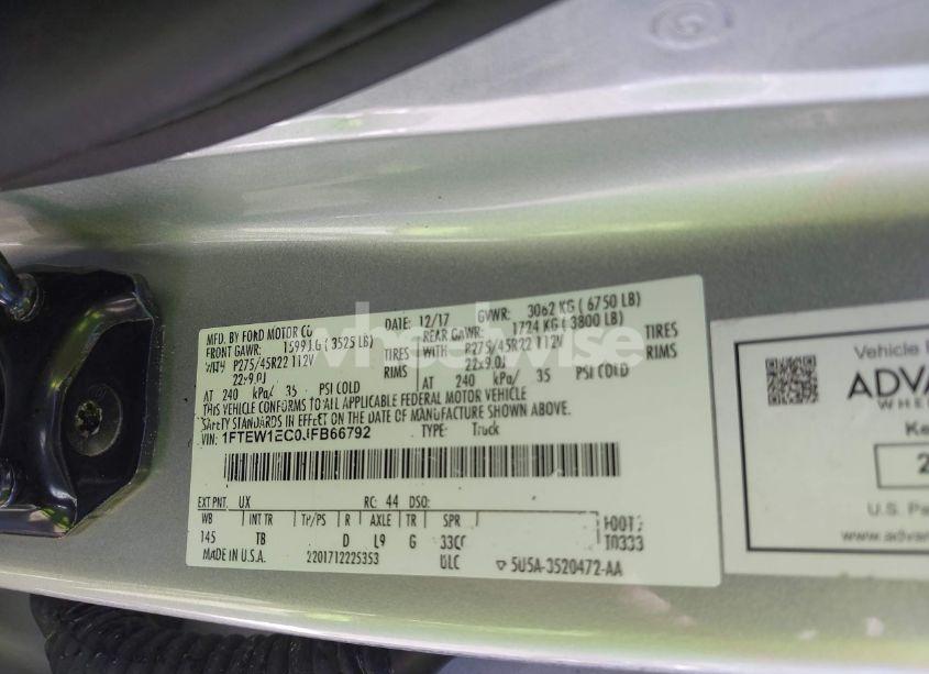 Photo 9 of 2018 Ford F-150 LIMITED (VIN 1FTEW1EG0JFB66792)