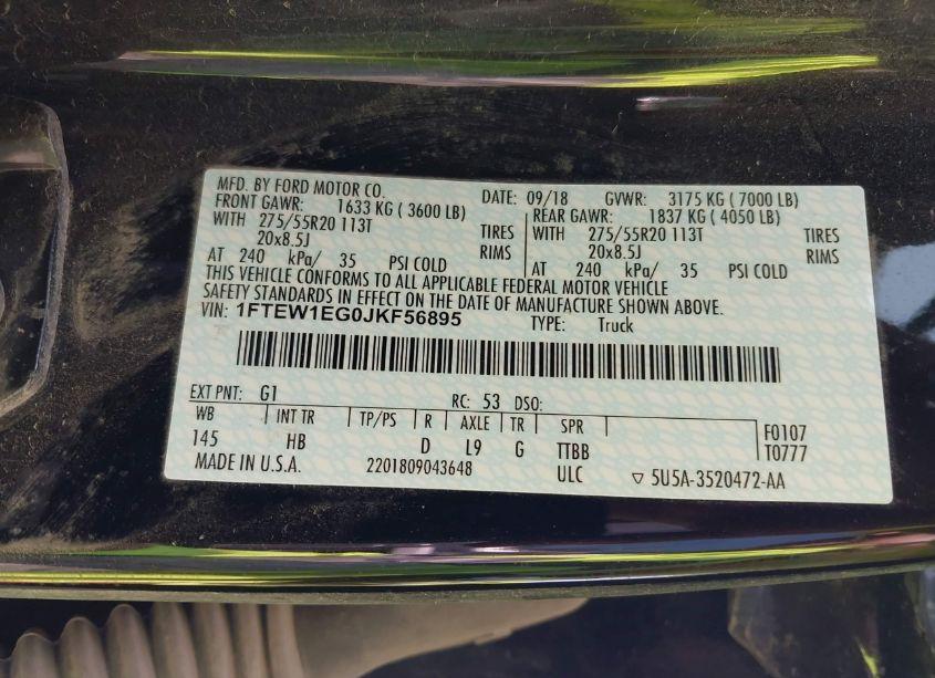 Photo 9 of 2018 Ford F-150 LARIAT (VIN 1FTEW1EG0JKF56895)