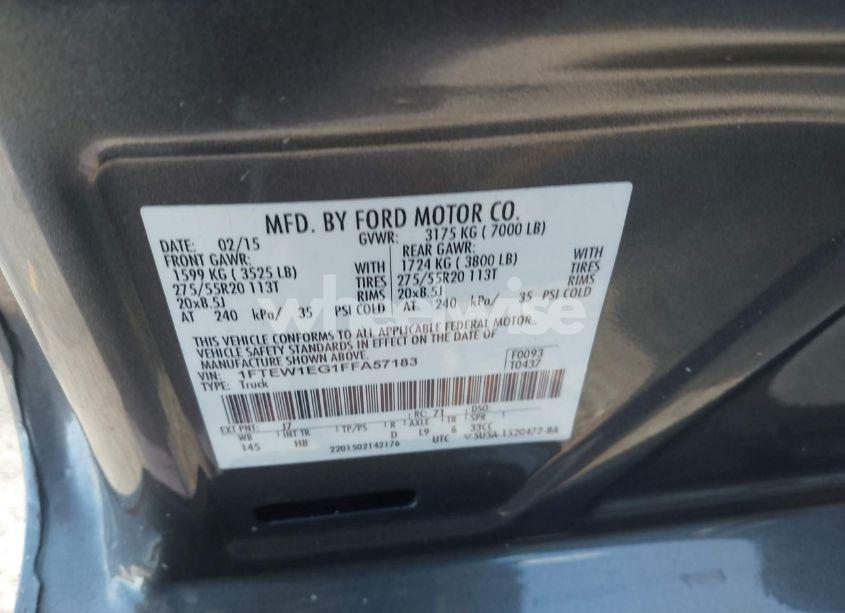 Photo 9 of 2015 Ford F-150 LARIAT (VIN 1FTEW1EG1FFA57183)